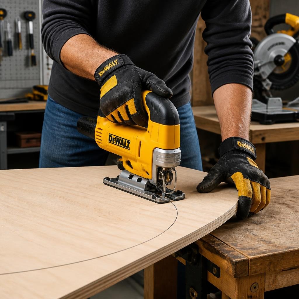 How to Cut Curves Cleanly with a Rented DeWalt Jig Saw
