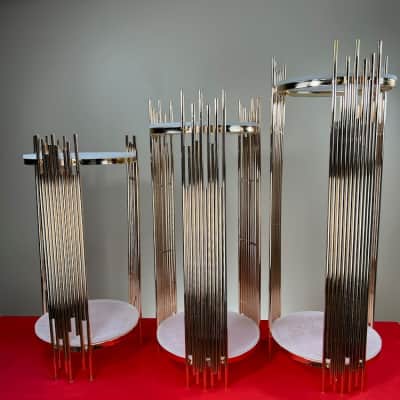 Pedestal Stand - Gold Coppery - Trio Set for rent in Ottawa