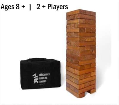 Large 2’ Stained Tumbling Timbers for rent in Broomall