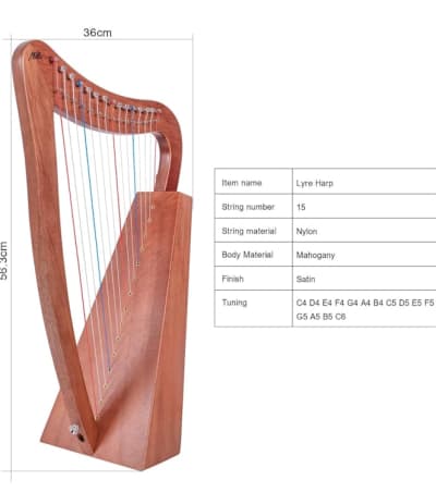 AKLOT 15 Strings Mahogany Harp for Rent in Ottawa – photo 3 in Kanata