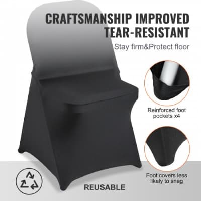 Chair Covers Universal Black - Stretch Spandex – photo 3 in Kingston