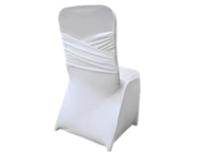 Chair Cover Madrid Cross Back White - Stretch Spandex for rent in Kingston