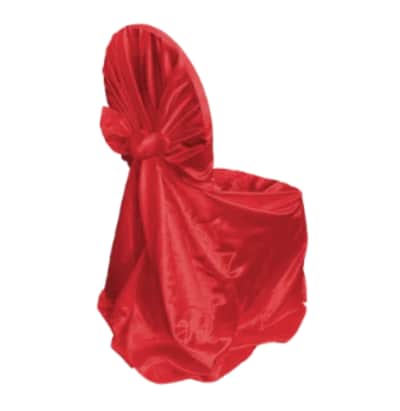 Bold Red Satin Universal Chair Covers for rent in Nepean