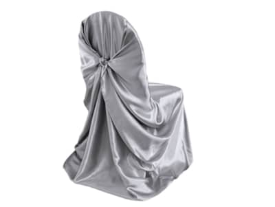 Elegant Silver Satin Universal Chair Covers for rent in Nepean
