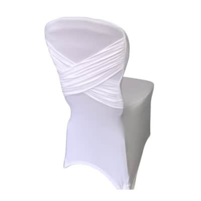 Madrid Cross Back White Stretch Spandex Chair Covers – photo 2 in Nepean
