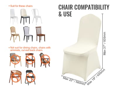 Universal Ivory Stretch Spandex Chair Covers – photo 3 in Nepean