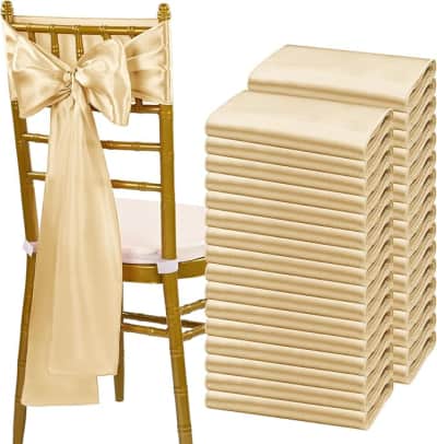 Chair Sash Satin - Champagne for rent in Kingston