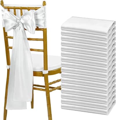 Chair Sash Silver Satin for rent in Kingston