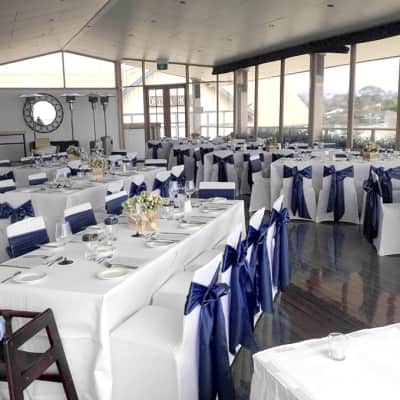 Navy Blue Satin Chair Sash – photo 3 in Nepean