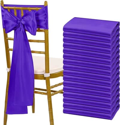 Regal Purple Satin Chair Sash for rent in Nepean