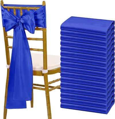 Royal Blue Satin Chair Sash for rent in Nepean