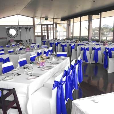 Royal Blue Satin Chair Sash – photo 3 in Nepean