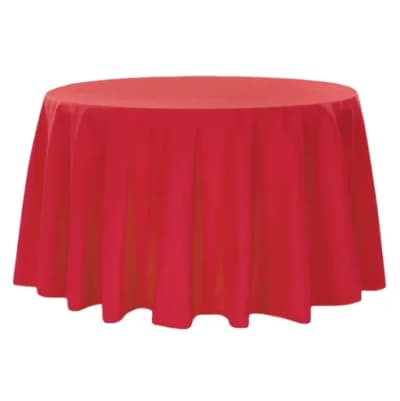Polyester 120" Round Tablecloth - Red for rent in Nepean