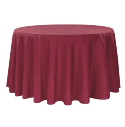 Polyester 120" Round Tablecloth - Burgundy for rent in Nepean