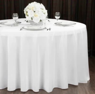 Polyester 132" Round Tablecloth - White – photo 2 in Nepean