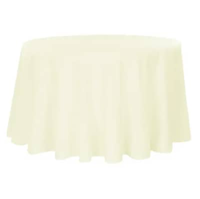 Polyester 132" Round Tablecloth - Ivory for rent in Nepean