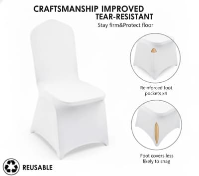White Chair Covers Universal Spandex for rent in Orléans