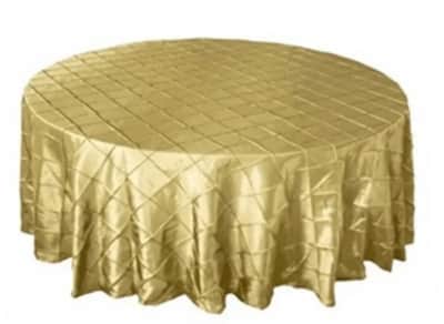 Champagne Round Tablecloth Pintuck 120 inch for rent in Orléans