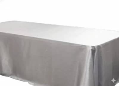 90 x 156 inch Rectangle Satin Tablecloth Silver for rent in Arnprior