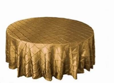120 inch Round Pintuck Tablecloth Gold for rent in Arnprior