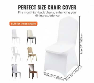 White Universal Flat Back Spandex Chair Cover – photo 6 in Arnprior