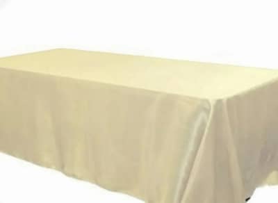 Tablecloth Ivory Satin 90 x 156 inch Rectangle for rent in Kanata