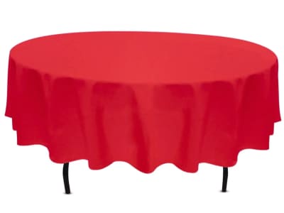 Tablecloth Red Polyester 90 inch Round for rent in Kanata