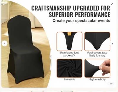 Chair Cover Black Spandex Flat Back - Universal – photo 5 in Kanata