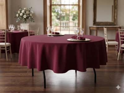 Tablecloth Burgundy Polyester 90 inch Round – photo 2 in Kanata