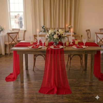Red Table Runner 14 x108 inch Organza for rent in Orléans