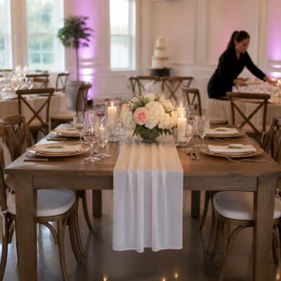 White Table Runner 14 x 108 inch Organza thumbnail Party-Event 1/2