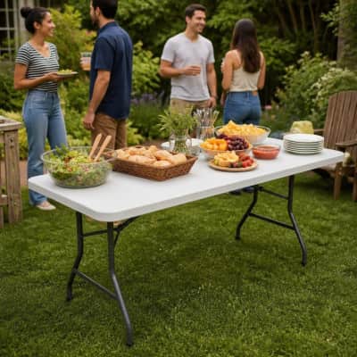 8ft Plastic Folding Table  thumbnail Party-Event 1/6