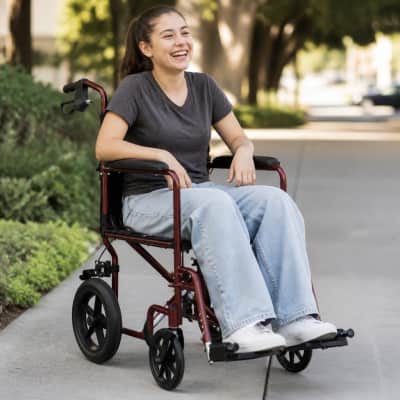 12” Wheels Lightweight Folding Transport Wheelchair thumbnail Medical-Accessories 1/4