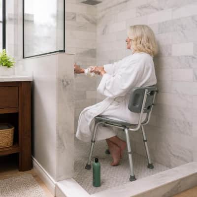 Adjustable Aluminum Bath Bench with Back thumbnail Medical-Accessories 1/3