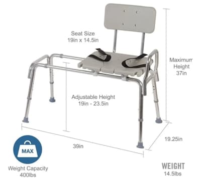 Heavy-Duty Sliding Transfer Bench Shower Chair – photo 3 in Kanata