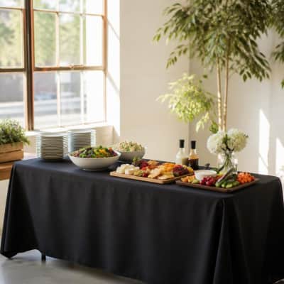 Tablecloth Black Polyester 90 x 156 inch Rectangle thumbnail Party-Event 1/3