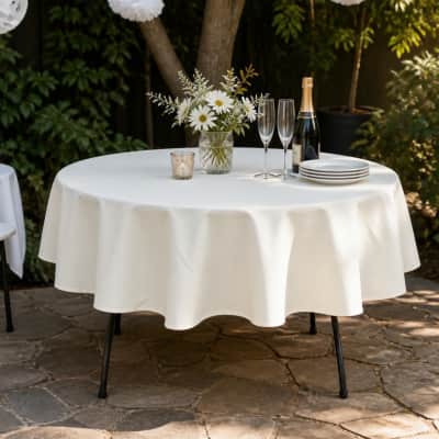 Tablecloth Ivory Polyester 90 inch Round thumbnail Party-Event 1/3
