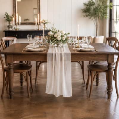 Table Runner Ivory Organza 14 x 108 inch thumbnail Party-Event 1/2