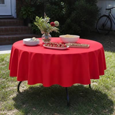 Tablecloth Red Polyester 90 inch Round thumbnail Party-Event 1/3