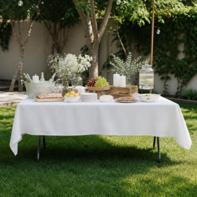 Tablecloth White Polyester 53 x 120 inch Rectangle thumbnail Party-Event 1/3