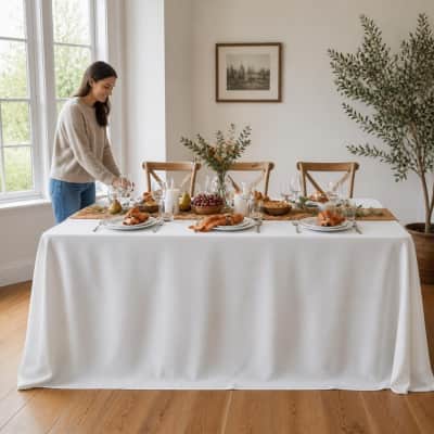 Tablecloth White Polyester 90 x 132 inch Rectangle thumbnail Party-Event 1/3