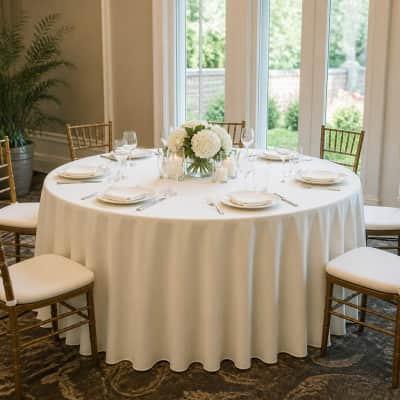 Tablecloth Ivory Polyester 120 inch Round thumbnail Party-Event 1/3