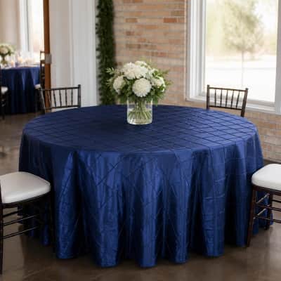Tablecloth Navy Blue Pintuck 120 inch Round thumbnail Party-Event 1/3