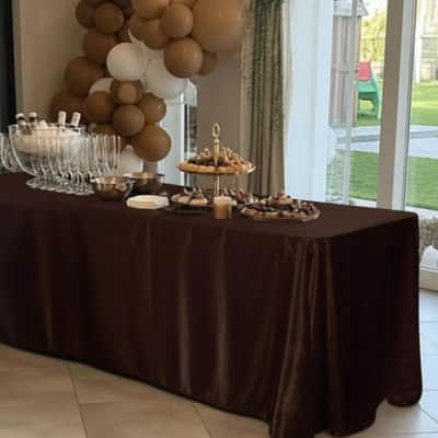 Tablecloth Chocolate Satin 90 x 156 inch Rectangle thumbnail Party-Event 1/3