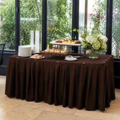 Table Skirt Chocolate Polyester 17 foot thumbnail Party-Event 1/2