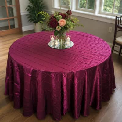 Tablecloth Burgundy Pintuck 120 inch Round thumbnail Party-Event 1/3