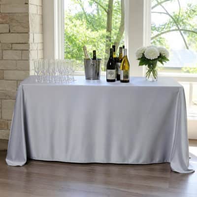 Tablecloth Silver Polyester 90 x 132 inch Rectangle thumbnail Party-Event 1/3