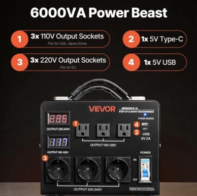 VEVOR 6000VA Step Up Down Voltage Transformer – photo 2 in Nepean