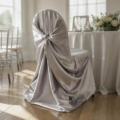 Chair Cover Silver Satin - Universal thumbnail Party-Event 1/4
