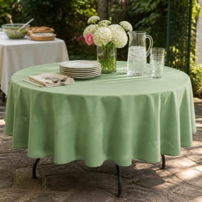 Tablecloth Sage Green Polyester 90 inch Round thumbnail Party-Event 1/3